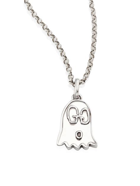 gucci ghost necklace red|gucci ghost pendant necklace in silver.